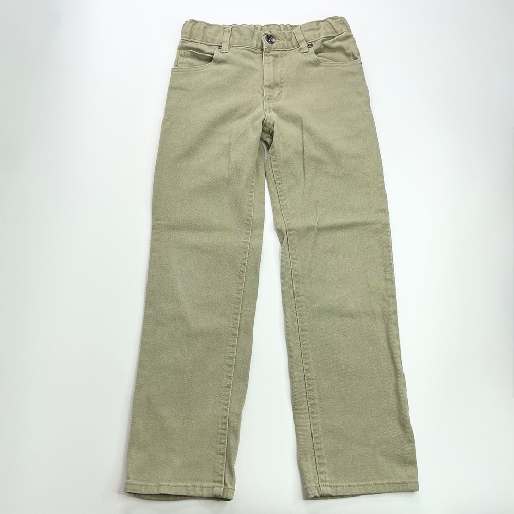 Faded Glory Khaki Twill Pants Kids Size 8 Adjustable Waist Straight Leg